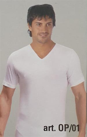 SPEEDY OP01 T-SHIRT UOMO SCOLLO V CALDO COT. BIANCO