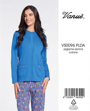 VANUE VS0096 PLDA PIGIAMA DONNA M/L APERTO COTONE