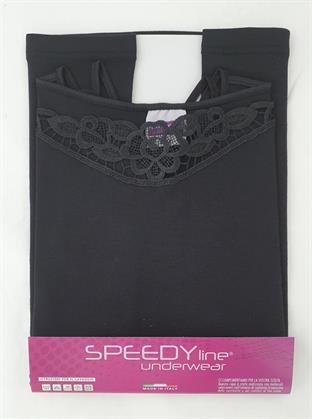 SPEEDY LINE OP25 DONNA CON PIZZO MACRAME' S/S NERO