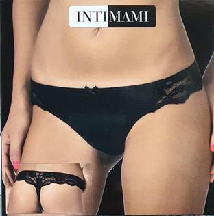 INTIMAMI 341 PERIZOMA COTONE E PIZZO NERO