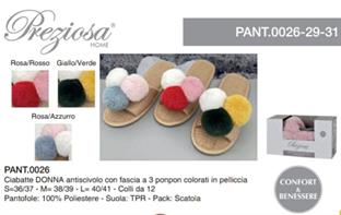 PREZIOSA PANTOFOLE DONNA 0026 CON PONPON