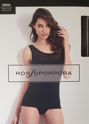 ROSSOPORPORA DB926 CANOTTA IN TULLE POIS FLOCCATO NERO