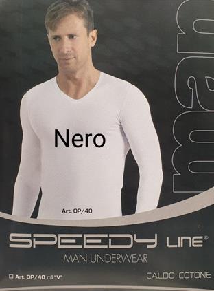 SPEEDY OP31/40 T-SHIRT UOMO M/L CALDO COTONE NERO